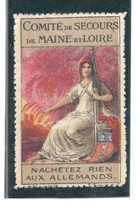 France WWI Marne & Loire Anti-German Propaganda Cinderella Poster Stamp