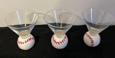 Vintage Circleware  Homerun Baseball Set of 3 Cordial Voka Glasses EUC free ship