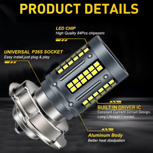 Bright White P26S 6V 15W LED Bulb Light for Honda CB 50 J type CB50J year 1980 - Bild 3 von 6