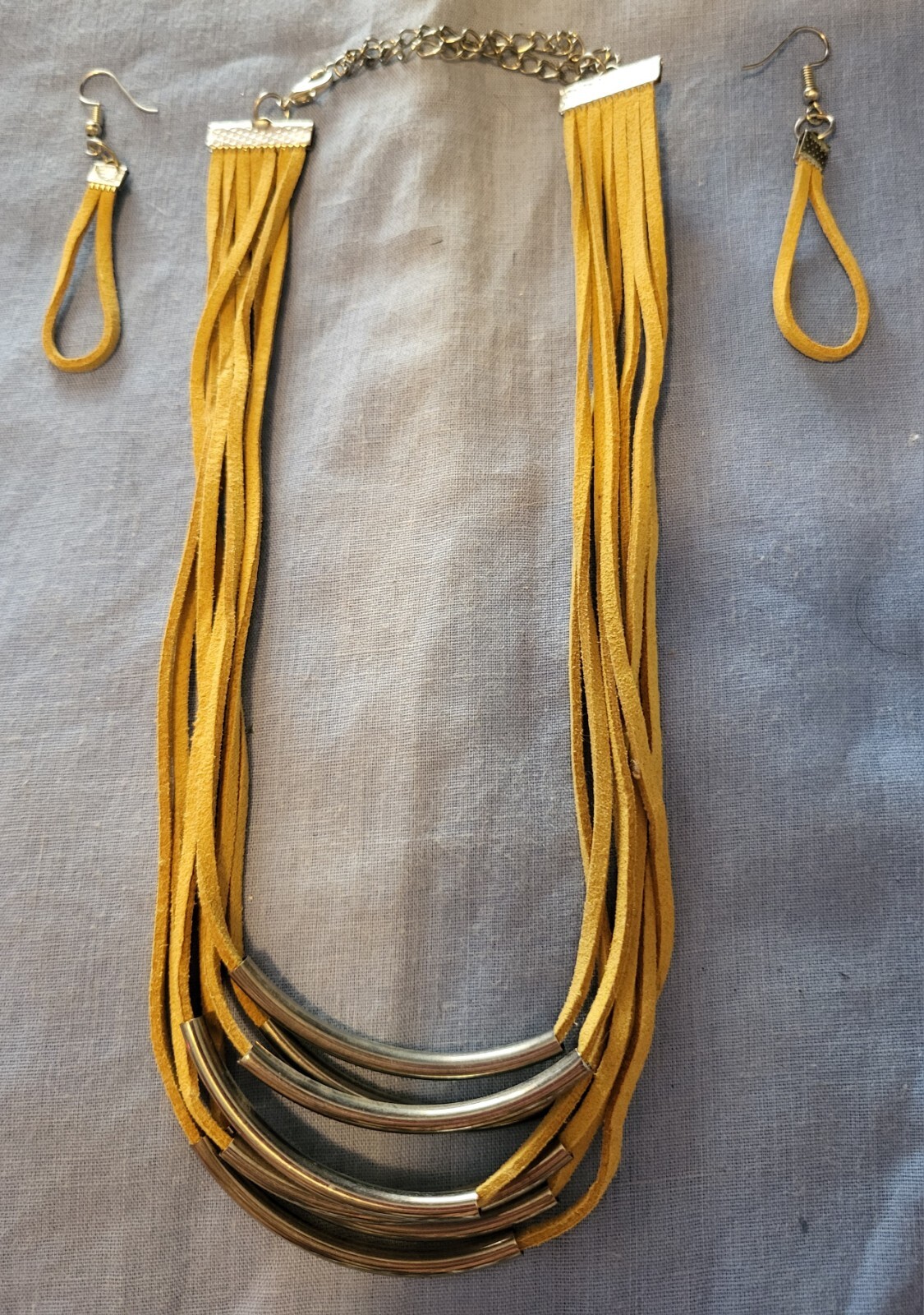 Butter Yellow Ladies Leather Necklace And Earrings Set eBay