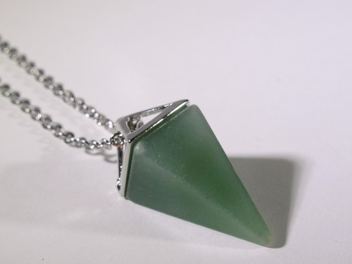 Himalayan Natural Green Aventurine Pendant Crystal + 18" Stainless Steel Chain - Picture 5 of 10