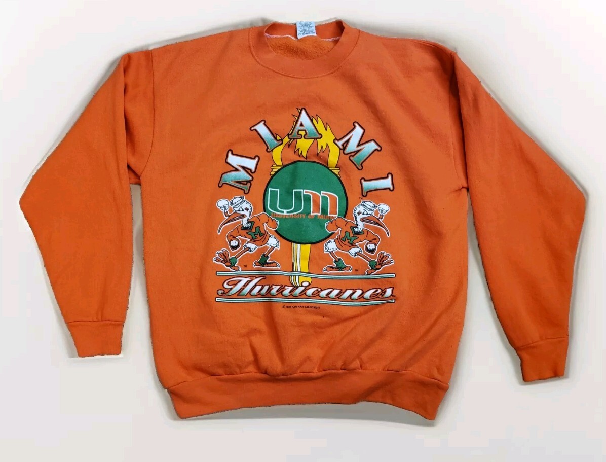 Vintage Sports Line Miami Hurricanes Orange Crewneck Sweatshirt XL