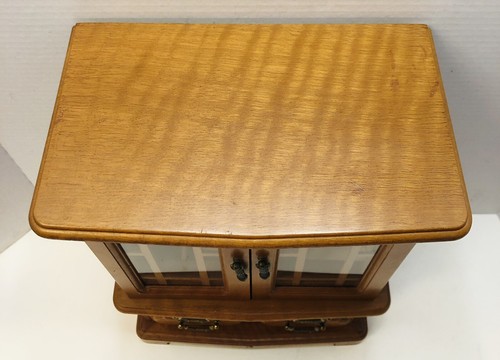 Vintage Mid Century Modern Wooden Jewelry Box Organizer w/ Mirror - Picture 3 of 12