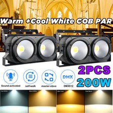 2Pack 200W COB LED Par Light DMX Stage DJ Audience Blinder Light Warm Cool White