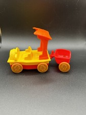 Vintage Log Car Flintstone-Style Car W/ Cart 90  s Toy