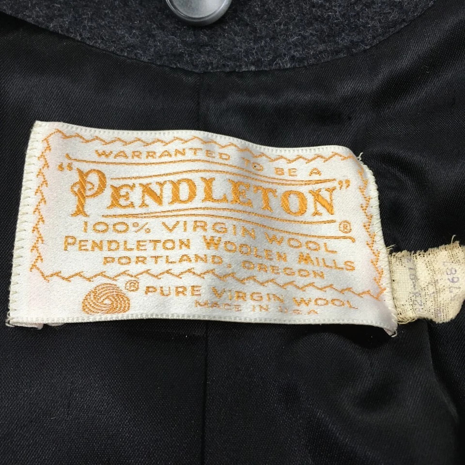Pendleton Womens 100% Wool Long Trench Over Coat Size Medium? Gray FLAWS VTG USA - Image 4 of 4