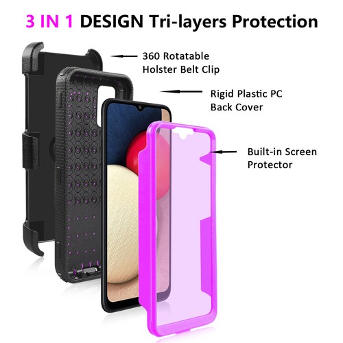 For Samsung Galaxy A02S A20S A72 Hybrid shockproof Belt Clip Holster Stand Case - Picture 30 of 31