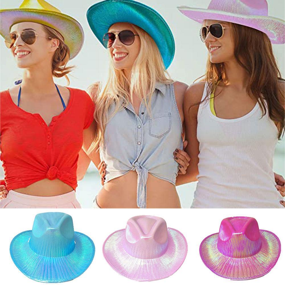 Neon Sparkly Iridescent Glitter Space Blue Cowboy Hat Pack of 30 | eBay
