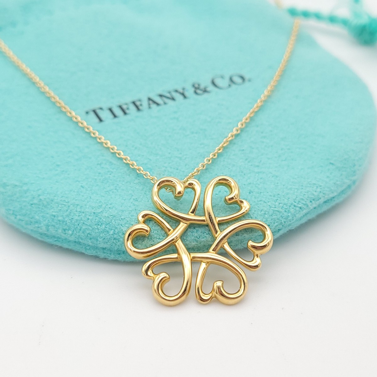 Tiffany Paloma Picasso Loving Heart Flower Pendant Necklace
