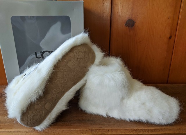 all white furry uggs