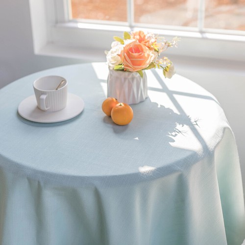 Cotton Linen Tablechoth Pom Tassel Solid Square Rectangle Table Cover Decor - Picture 9 of 11