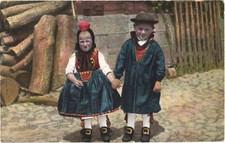 Schwalm Children, The Youngest Couple in Love in Hessian Costumes Postcard