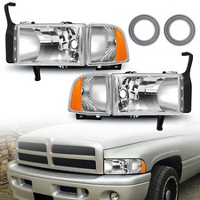 Headlights For 1994-2002 Dodge Ram 1500 2500 3500 Chrome Housing Headlamps Lhrh Headlights For 1994-2002 Dodge Ram 1500 2500 3500 Chrome Housing Headlamps Lhrh