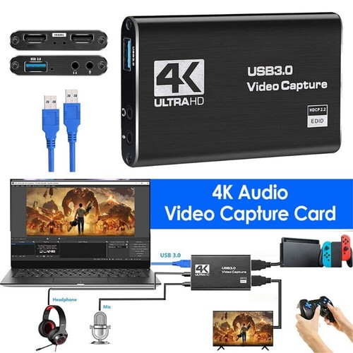 Video Capture Card 4K HDMI Game Capture Card USB 3.0 1080P 60FPS for Live Video
