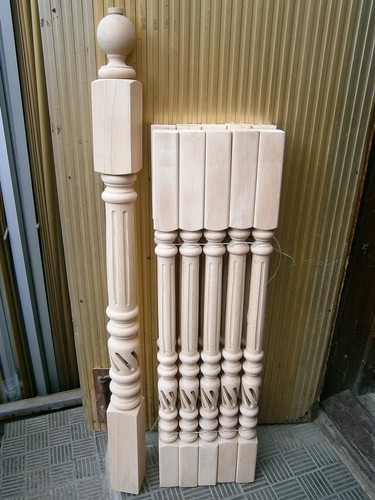 Stair Newel Posts Carved Wood Open Spiral Design Ball Cap Finial Home Staircase - Picture 10 of 12
