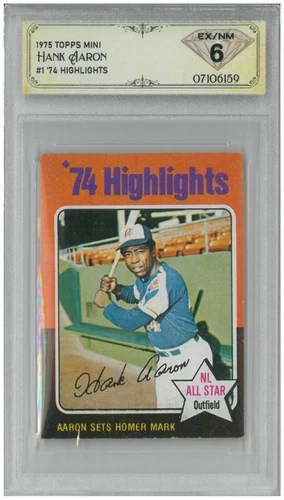 1975 Topps Mini HANK AARON #1 Highlights 💎 DSG 6 EX/NM