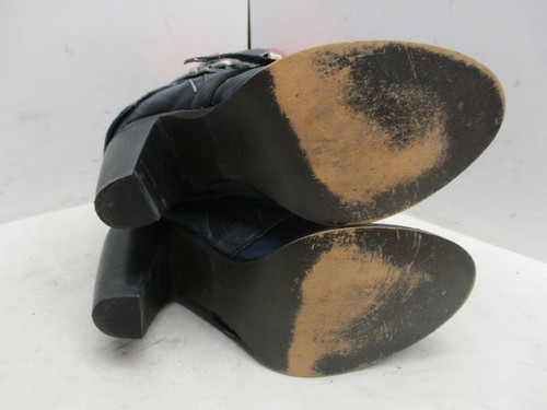 Steve Madden Freeway Dark Blue Leather High Heel Mid Calf Boots Womens Sz 6 - Picture 7 of 8