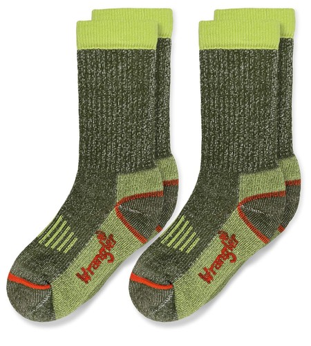 Wrangler Boy's Merino Wool Half Cushion Seamless Ribbed Boot Crew Socks 2 Pair - Picture 6 of 8