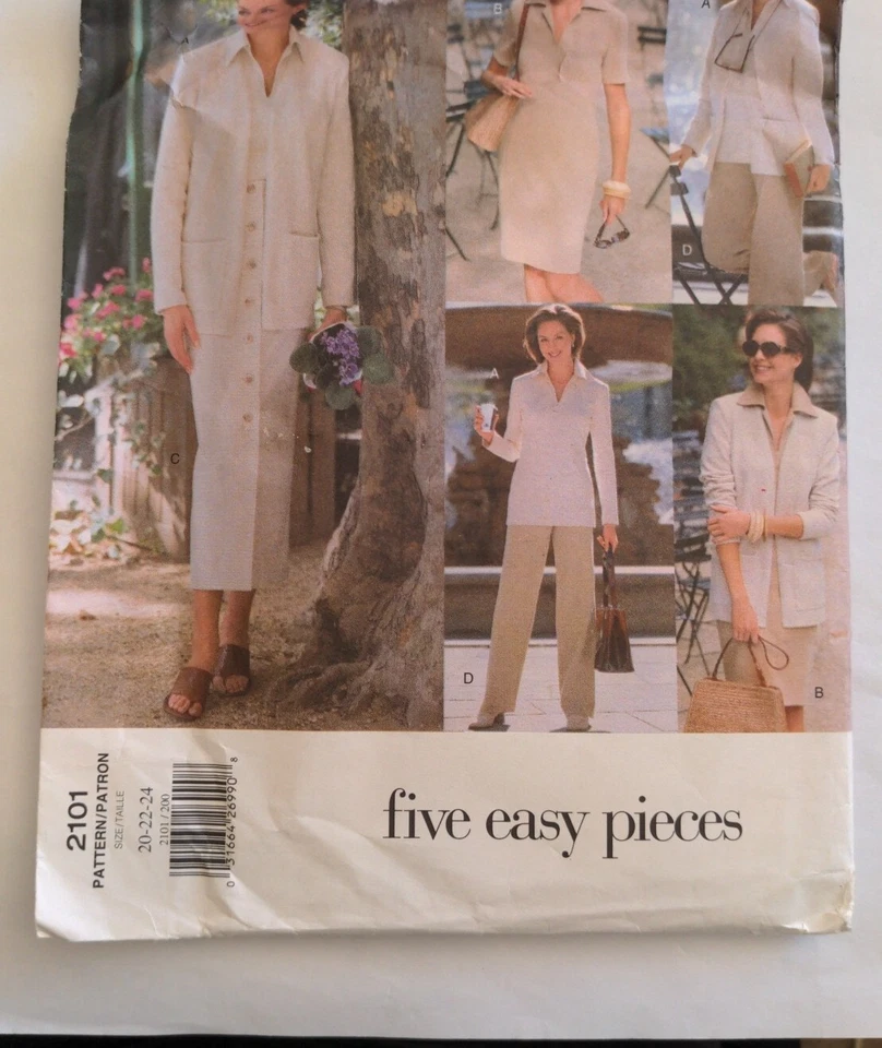 Vogue 2101 Pattern Five Easy Pces Misses Jacket Skirt Dress Pants Size 20/22/24 - Image 2 of 4