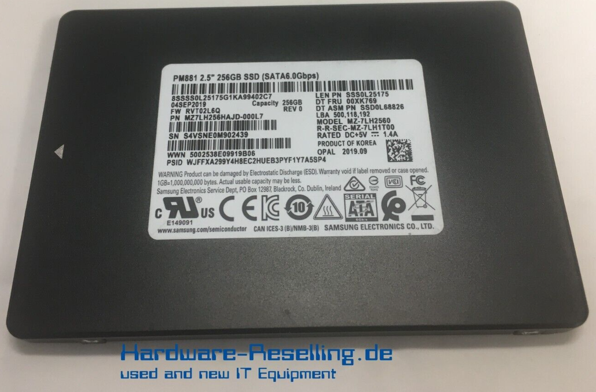 Lenovo Samsung PM881 256GB SSD 6G SATA 2,5
