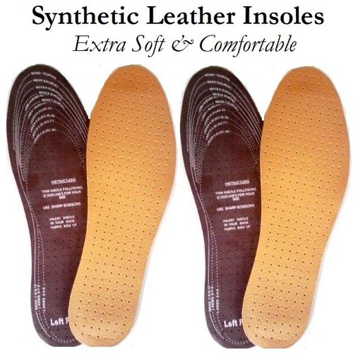 4 pcs Leather Shoe Insoles Synthetic Unisex Anti Odour Sport Work Men Women Boot - Afbeelding 1 van 5