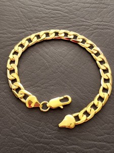 Authentic SUPER NICE 18k GOLD PLATED GEOMETRIC CHAIN BRACELET 8MM APPROX. 8 " LONG