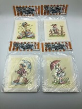 Decoupage Prints Boy Girl Umbrella Fence Birdhouse Sealed NOS Vintage Lot Of 4