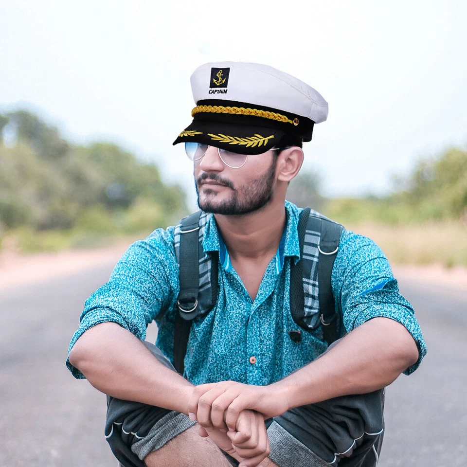 Adjustable Sea Captain Cap New Adult Navy Cap Yacht Boat Captain Ship Admiral - Image 4 of 4