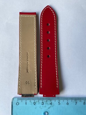 New Jorg Hysek 24mm red leather strap band bracelet