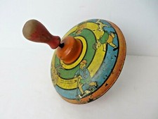 Vtg Fritz Bueschel Small Spinning Top Tin Litho Children Playing 12330
