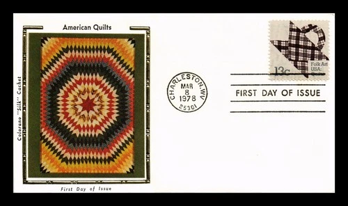 DR JIM STAMPS US COVER QUILTS FOLK ART FIRST DAY ISSUE COLORANO SILK CACHET
