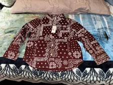 Rylee + Cru Brick Bandana Brown Collared Long Sleeve Shirt Size 6-7 Years NWT