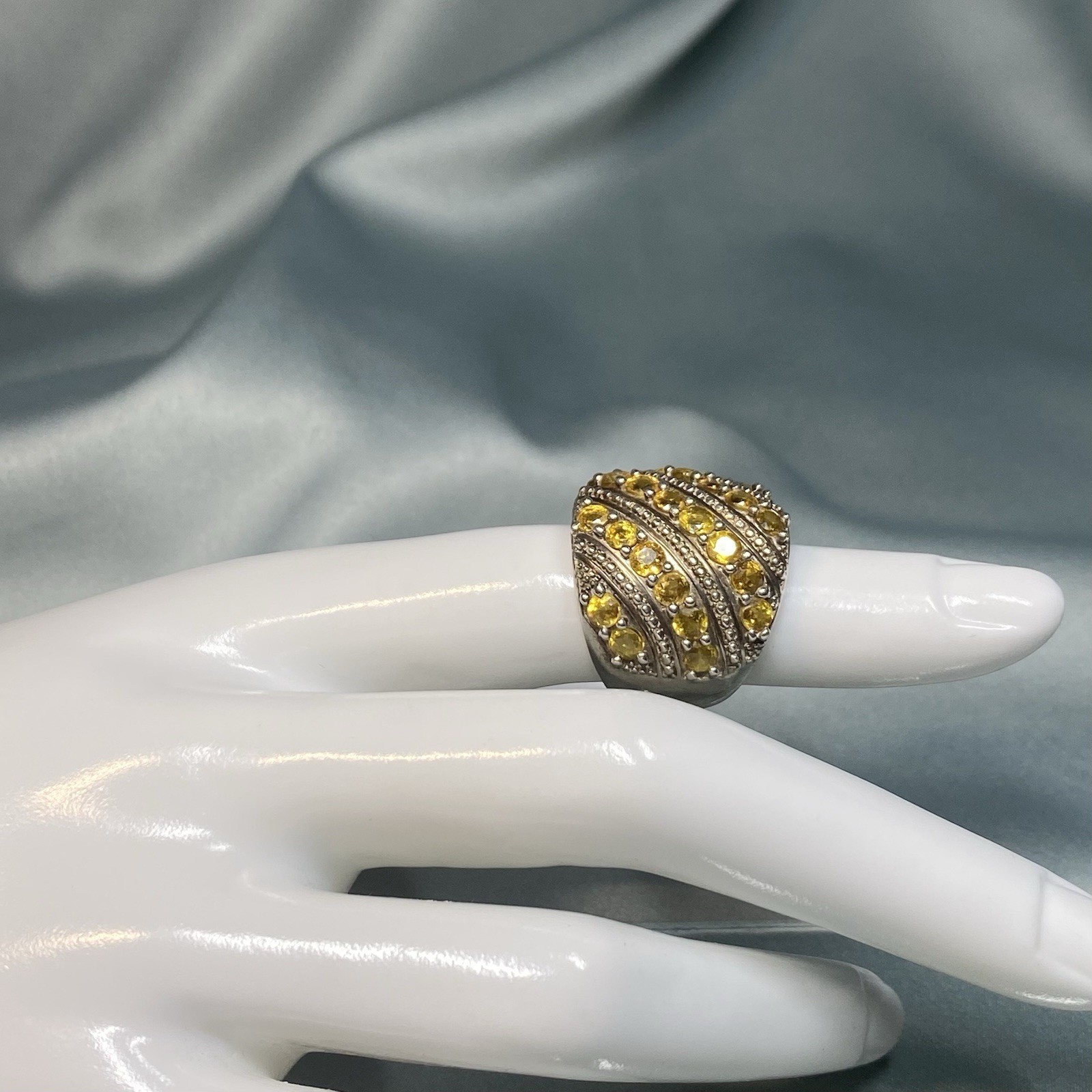 Statement Ring 925 Sterling Silver Pronged Citrin… - image 8