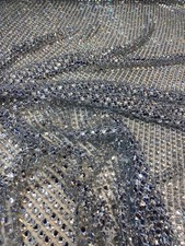 Silver Diamond Rhinestone Mesh Fabric   Sparkly Crystal Net Fabric By The Yard