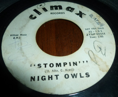 NIGHT OWLS 7'' 45 RPM STOMPIN / SLICED PINEAPPLES GARAGE INSTRO CLIMAX 1959