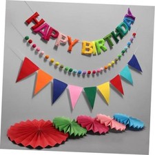 Pre-Strung Happy Birthday Banner, Reusable Felt Birthday Party Rainbow