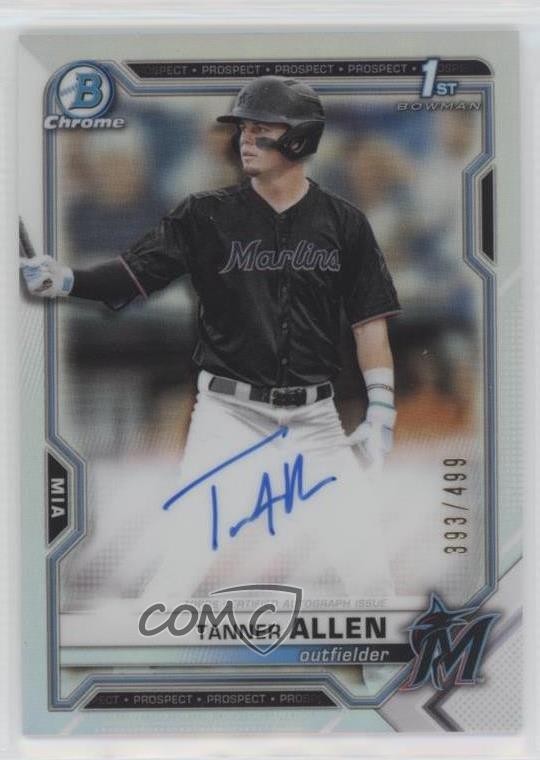 2021 Bowman Draft Chrome Pick Refractor 393/499 Tanner Allen #CDA-TA Auto z3a