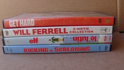 Will Ferrell 4  DVD Lot  ,Get Hard ,3 movie collection ,Elf, Kicking and Scream