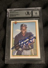 1990 Bowman Frank Thomas On Card AUTO BECKETT 10! White Sox HOF Autograph RC