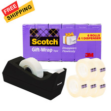 Scotch Gift Wrap Tape with Desktop Dispenser, 6 Rolls of Transparent
