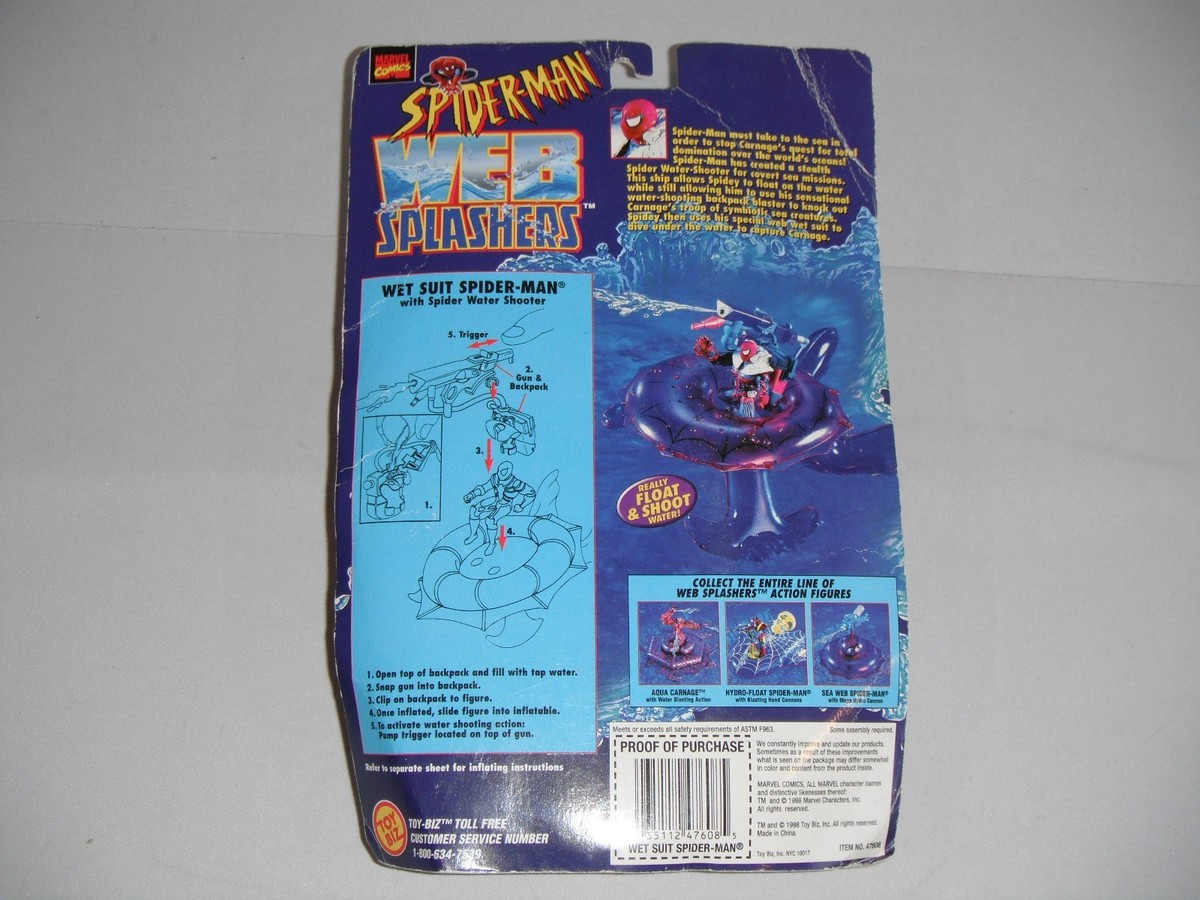 1998 Marvel Spider-Man Web Splashers Wet Suit Figure w/ Inflatable