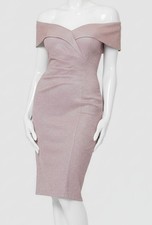 Xscape Women's Pink Galaxy Off-The-Shoulder Glitter Sheath Dress Size 12