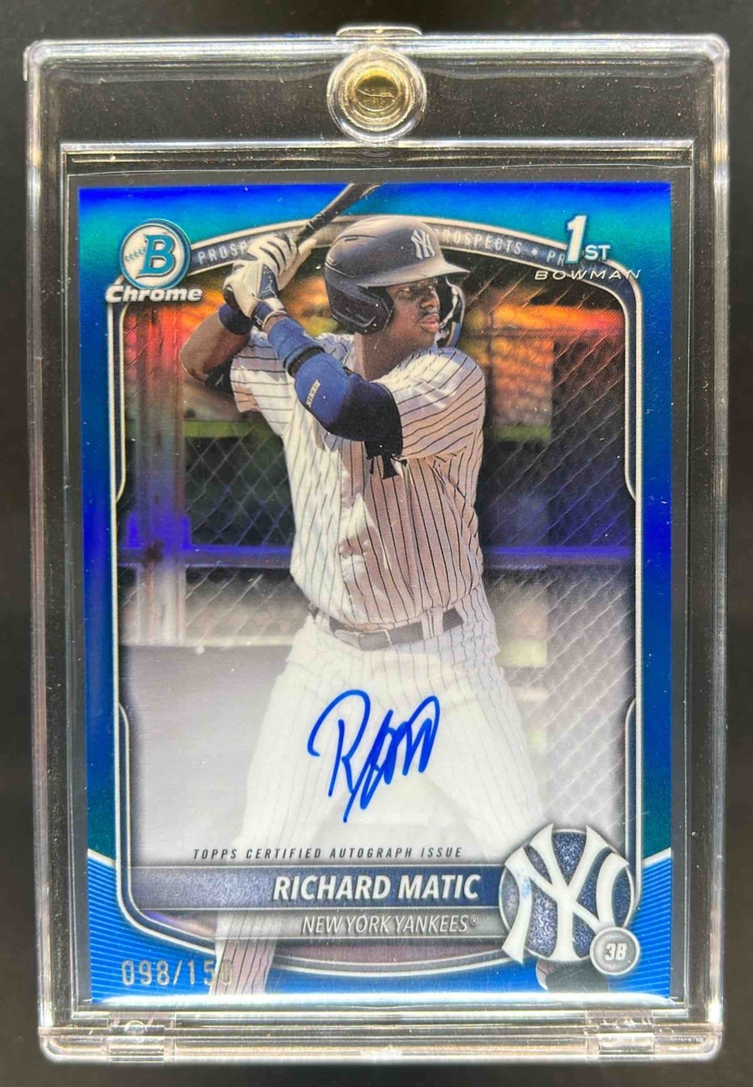 2025 Bowman Richard Matic Chrome Auto Blue Refractor 1st Prospect #98/150