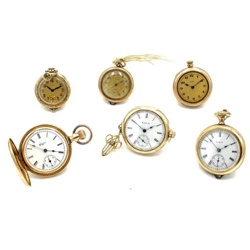 Antique Elgin Gold Filled 7-11 Jewels Ladies Pocket Watches Lot of 6 #WB4228-1