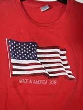 American Flag Shirt XL Made In USA 2018 Patriotic 4th July Red Tee