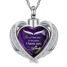 Cremation Jewelry Crystals Heart Urn Necklace for Ashes for Women Men Keepsake P