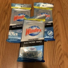 Lot of 3 Windex Electronic Cleaning Wipes, Pre-Moistened Screen Wipes 25ct