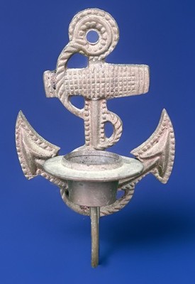 Vintage Rare Solid Brass Anchor Wall Hanging Candle Holder Nautical Ship Decor