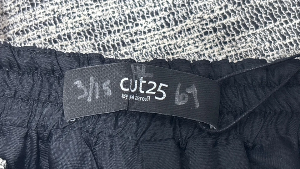 Yigal Azrouel Shorts Womens 12 Tweed Black Gray Elastic Waist Textured Cut25 NEW - Image 2 of 4