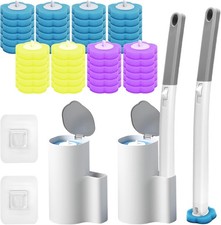 2 Pack Disposable Toilet Brush and Holder Set, Disposable Toilet Cleaning System